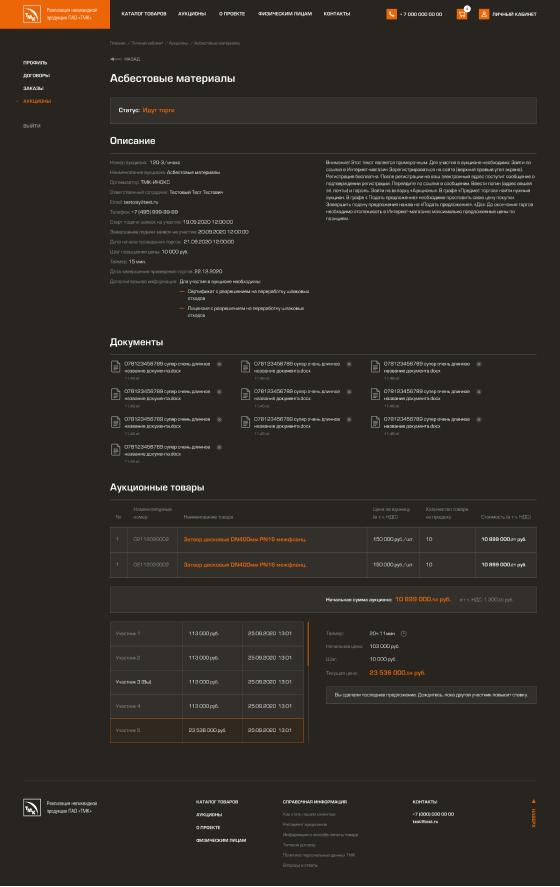 Личный кабинет. Торги